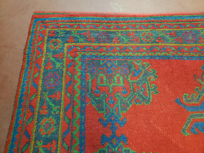 7x11 Turkish Oushak Rug, Vintage Red & Blue Oriental Carpet, Hand Knotted Wool Area Rug 7 x 11, Turkish Sparta Rug, Antique Turkish Rug Nice - Nuvé