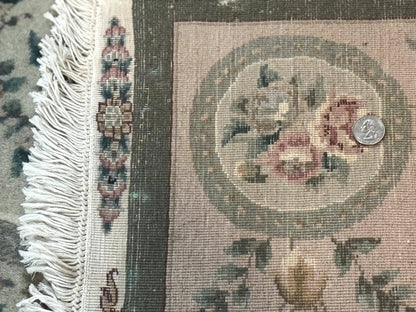 Pak Persian Rug 9x12, Wool with Silk Highlights, European Design, Floral, Green - Nuvé