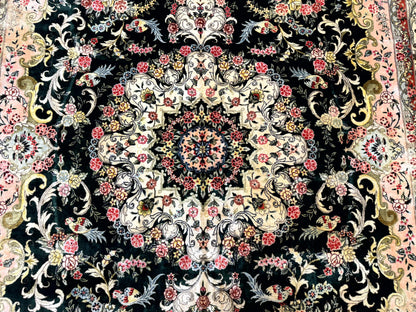 Silk Indian Kashmiri Rug 9x12, Vintage Hand Knotted Carpet - Nuvé