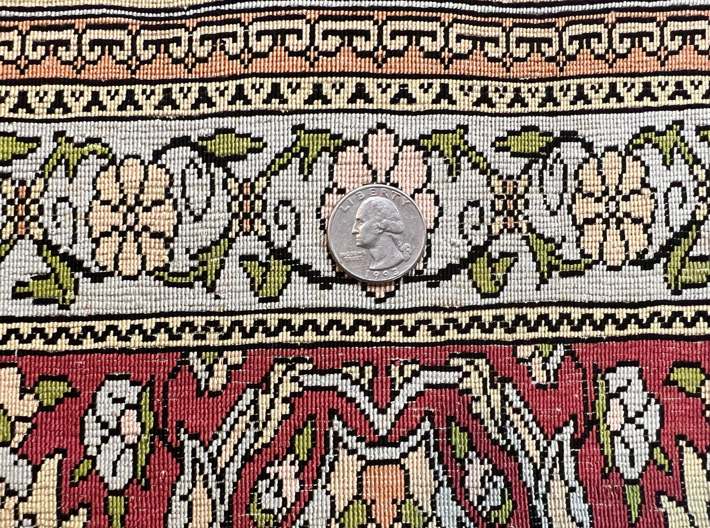 Wonderful Silk Turkish Hereke Prayer Rug 2.8 x 4.5, Tree of Life Design, Signature from Master Weaver, Gold and Burgundy, Handmade, 625 KPSI - Nuvé