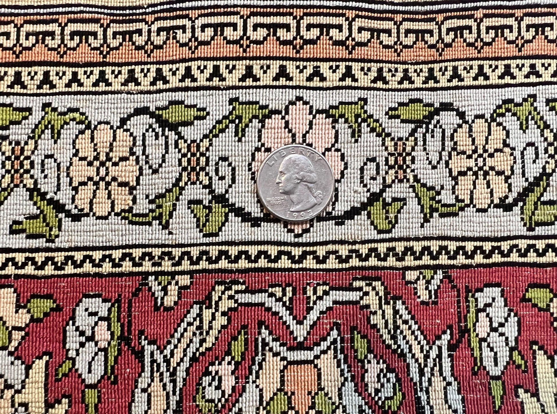 Wonderful Silk Turkish Hereke Prayer Rug 2.8 x 4.5, Tree of Life Design, Signature from Master Weaver, Gold and Burgundy, Handmade, 625 KPSI - Nuvé