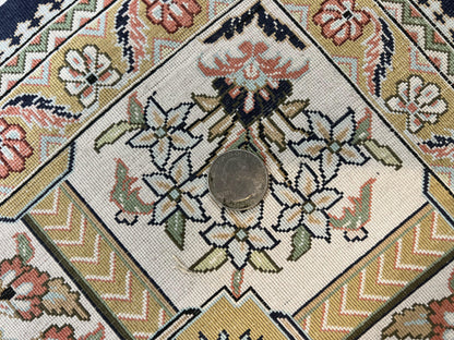 Wonderful Sino Persian Silk Rug 4x6, Tree of LIfe Design, Masterpiece 575 KPSI, Birds, Prayer Rug, Black, Silk on Silk - Nuvé
