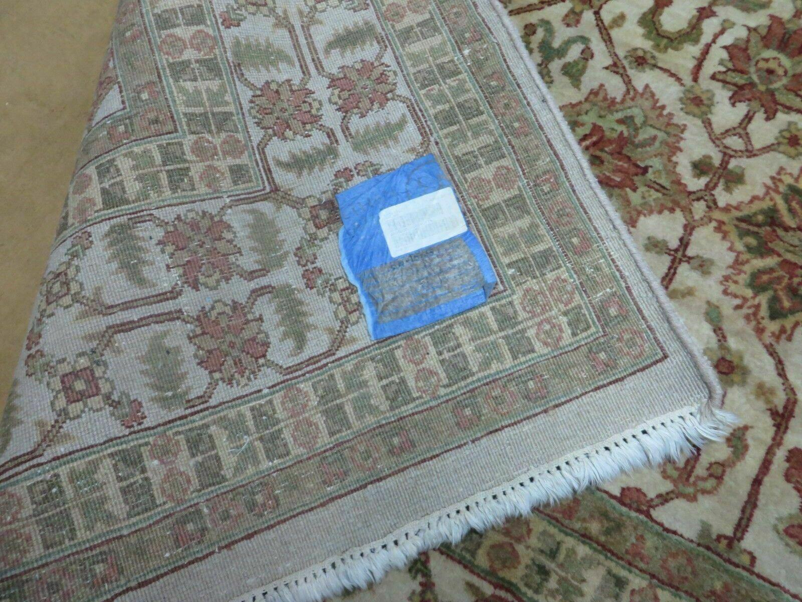 8' 5" X 12' Handmade India Agra Floral Oriental Wool Rug Tea Washed Carpet Nice - Nuvé