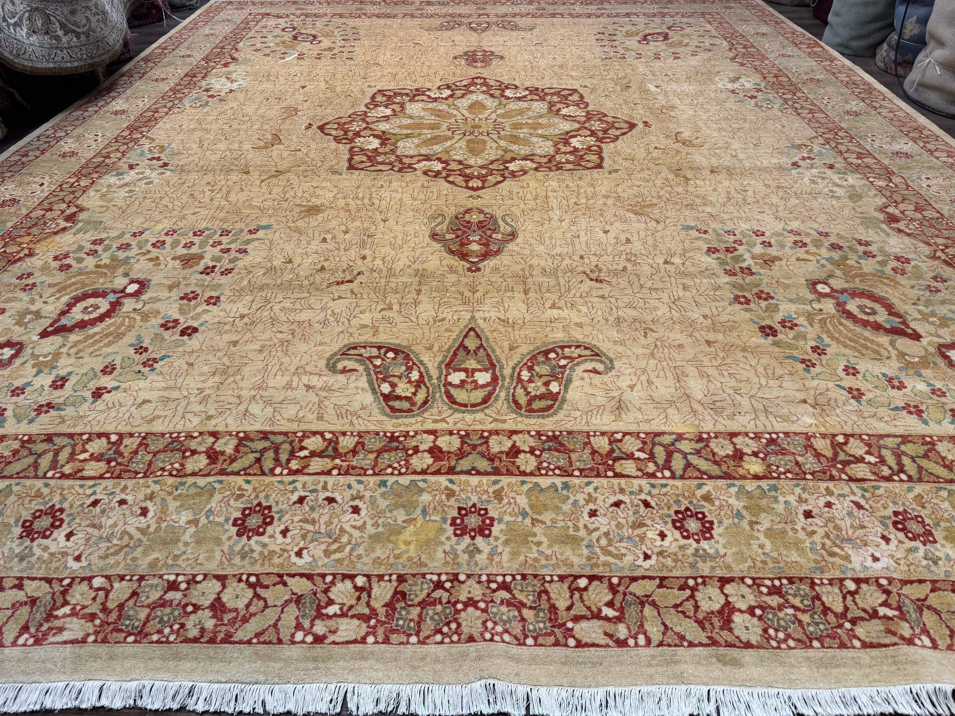 Palace Size Pak Persian Rug 13x17, Haji Jalili Design, Beige and Rust, Wool Hand Knotted, Fine 260 KPSI - Nuvé