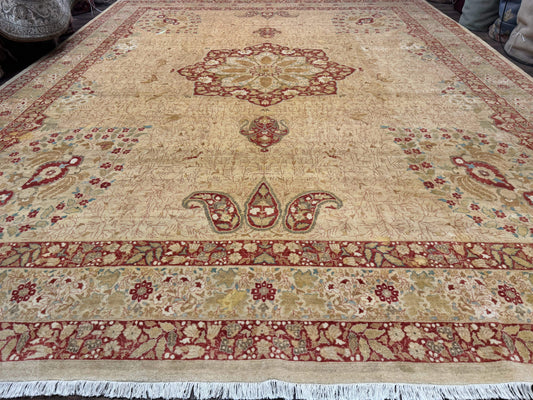 Palace Size Pak Persian Rug 13x17, Haji Jalili Design, Beige and Rust, Wool Hand Knotted, Fine 260 KPSI - Nuvé