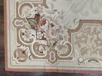 10x14 Aubusson Rug, Wool Handmade Vintage Carpet, French European Design, Elegant - Nuvé