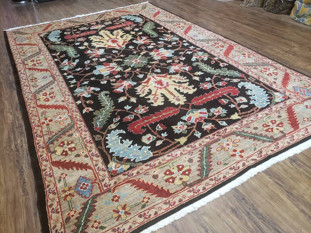Peshawar Rug, 6x9 Rug, Hand Knotted Wool Area Rug, Black and Silver Rug, Unique Oriental Carpet, Handmade, Medium Sized Rug, Persian Rug - Nuvé