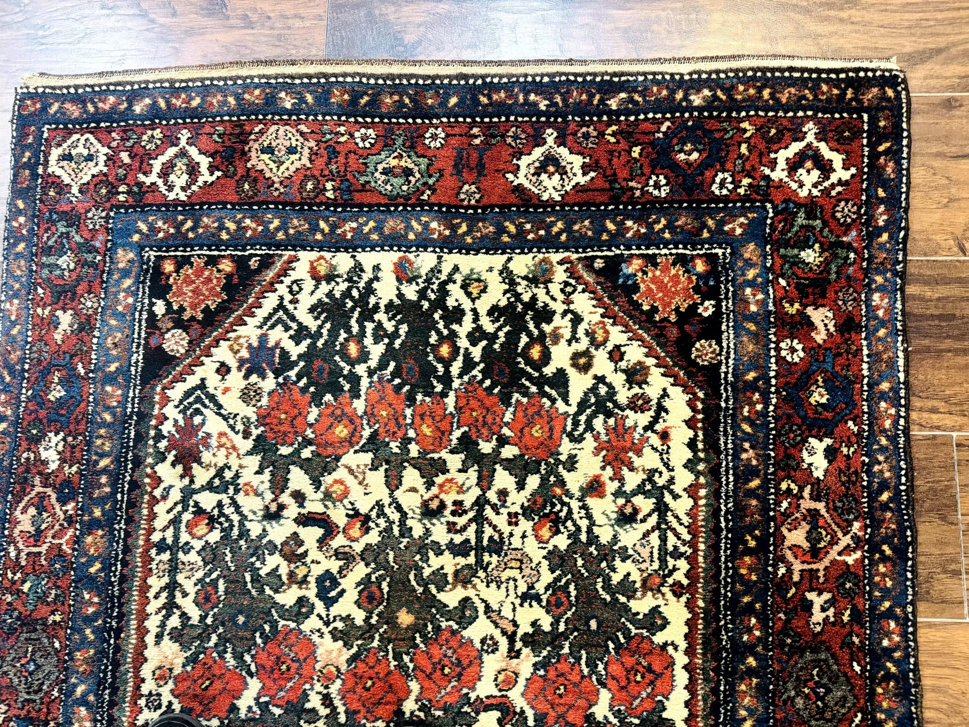 Persian Tribal Rug 3x5, Antique Persian Carpet, Floral Roses, Handmade, Persian Zanjan Rug - Nuvé
