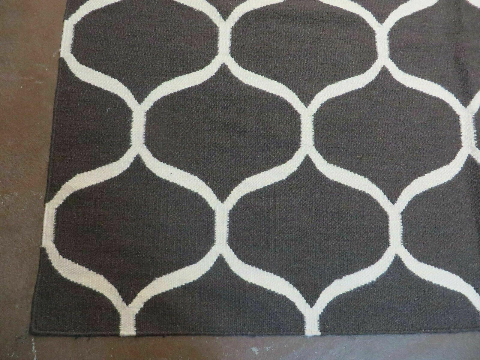 5' X 8' Modern Contemporary Hand Made Flat Weave Wool Rug Veg Dyes Nice - Nuvé