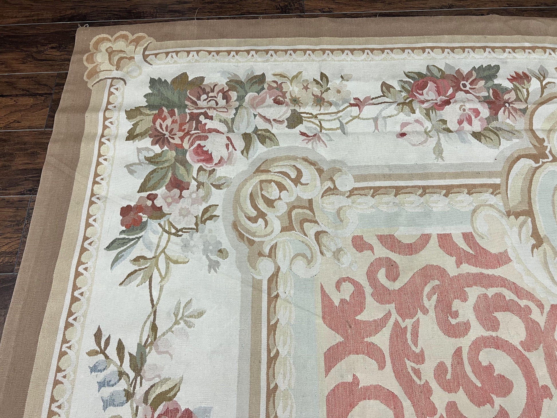 Aubusson Rug 10x14, Wool Handmade Vintage Carpet, Elegant French European Design Rug, Large Room Sized Aubusson Rug, Stark Carpet - Nuvé
