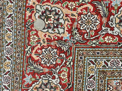 Persian Tabriz Rug 5x7, Wool with Silk Highlights, Hand Knotted Vintage Oriental Carpet, Very Fine, Herati Mahi Pattern, Black, Rare - Nuvé