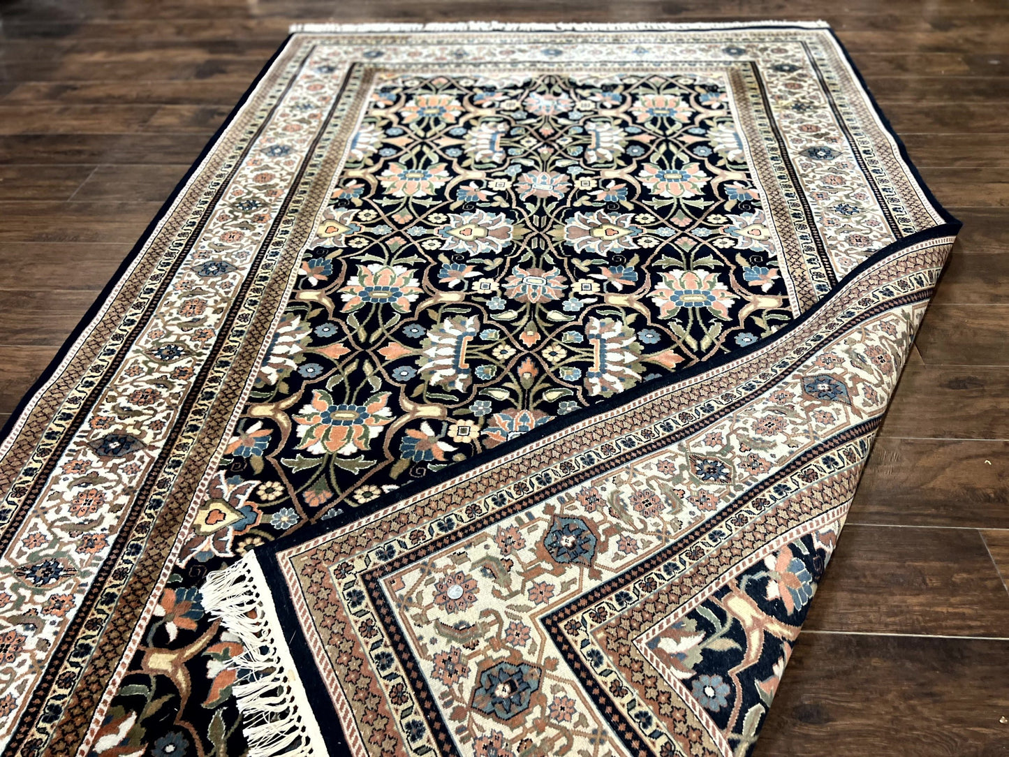 Indo Persian Bidjar Rug 6x10, Vintage Handmade Wool Carpet, Allover Pattern