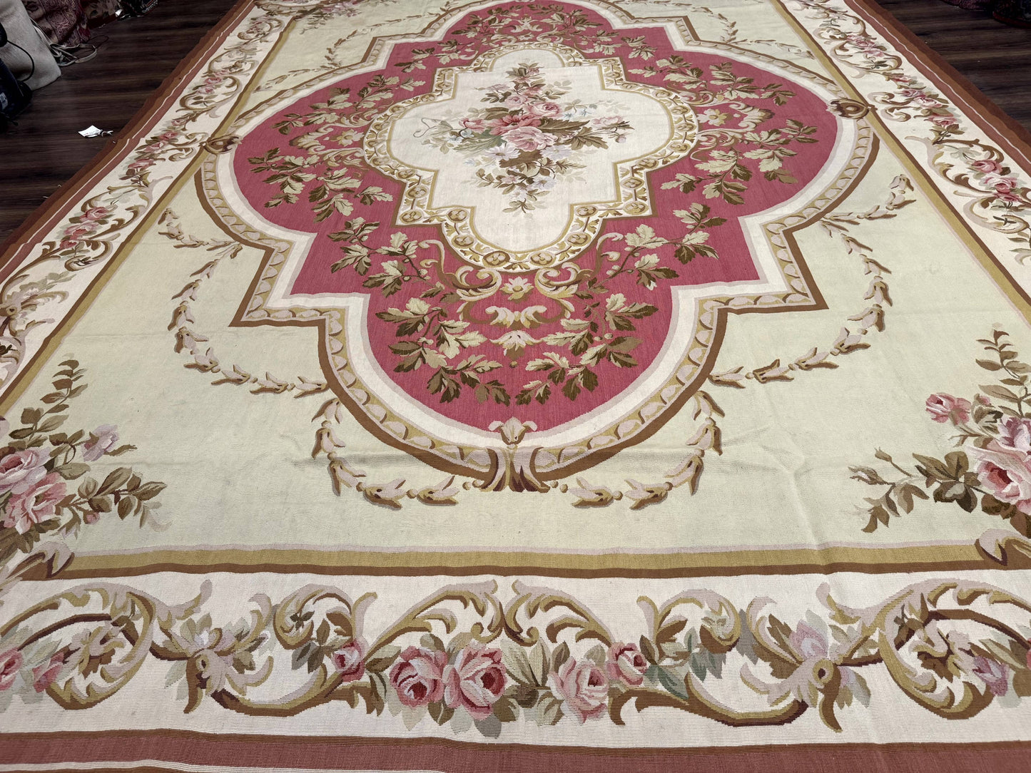 Large Aubusson Rug 10x14, European Elegant French Design, Floral Carpet - Nuvé