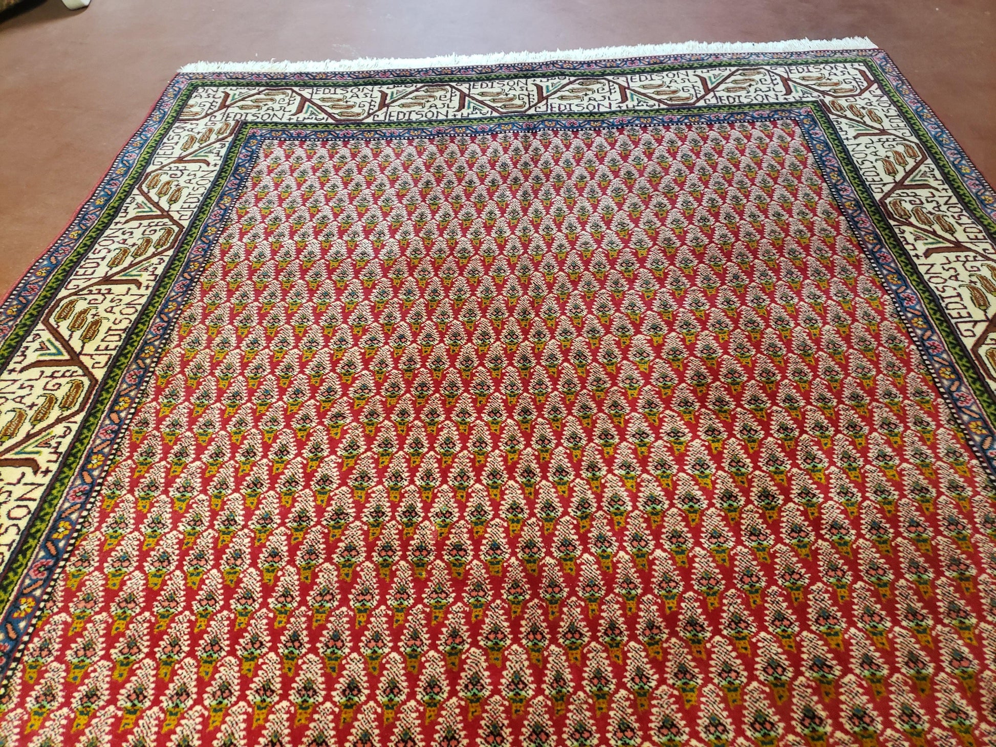 6x9 Finely Woven Turkish Tribal Rug, Boteh/Paisley Pattern, Red & Beige Area Rug, Vintage Wool Carpet, Entryway Rug, Hand-Knotted Foyer Rug - Nuvé
