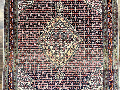 Afghan Rug 4x5, Wool with Silk Highlights, Very Fine Hand Knotted Vintage Oriental Carpet, Herati Pattern, Persian Rug, Bidjar Rug, 400 KPSI - Nuvé