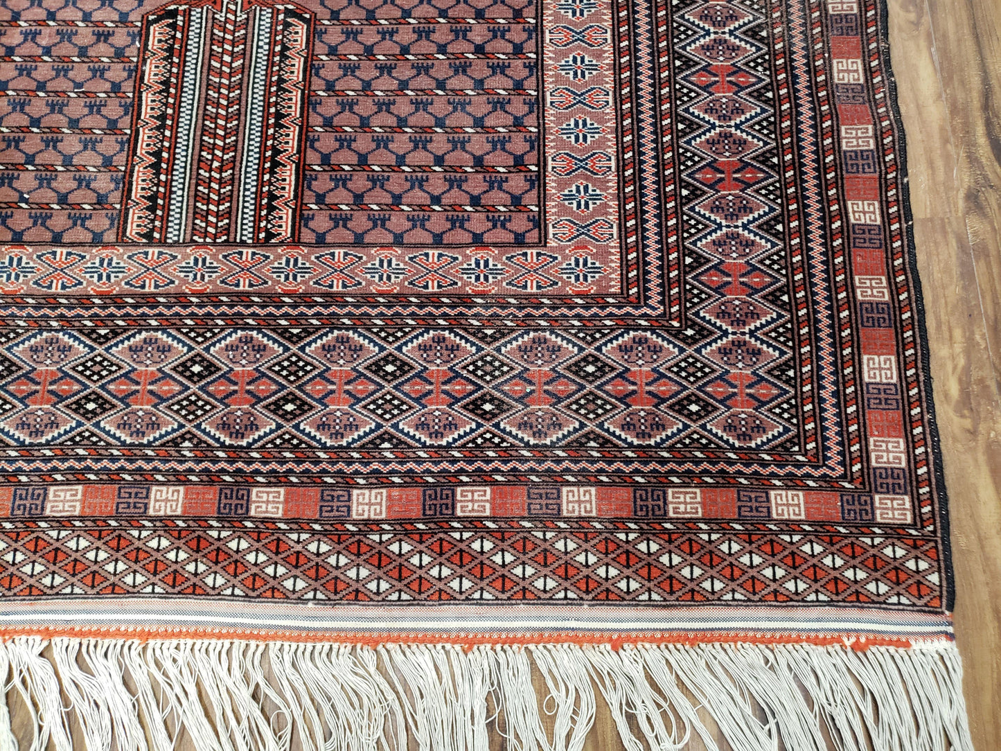 Vintage Turkoman Bokhara Rug 4x6, Four Seasons Pakistan Bukhara Turkmen Engsi Yamud Carpet, Fine Tribal Rug, Wool, Hand-Knotted, Brown, Nice - Nuvé