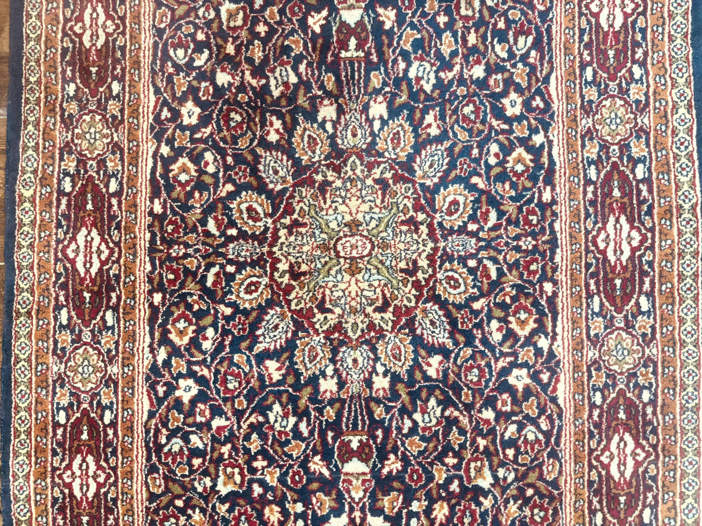 Indo Kashmiri Rug 3x5, Navy Blue, Very Fine 400 KPSI, Pair B - Nuvé