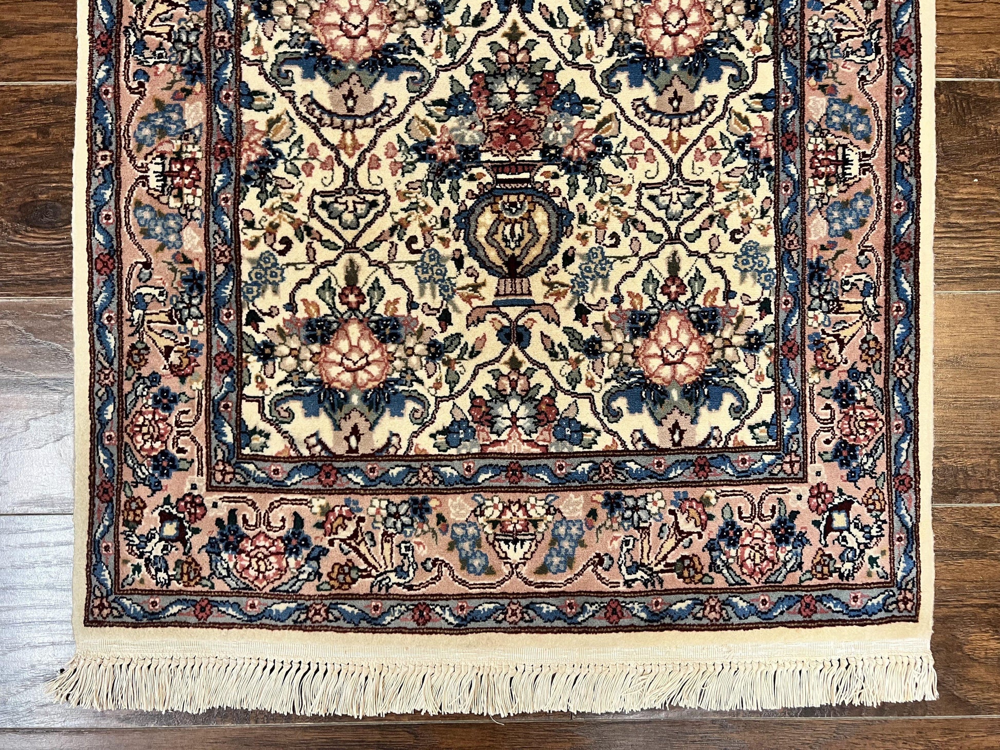 Sino Persian Runner Rug 2.8 x 14, Hand Knotted Vintage Oriental Hallway Rug, 14ft Runner, Cream, Floral, Wool - Nuvé