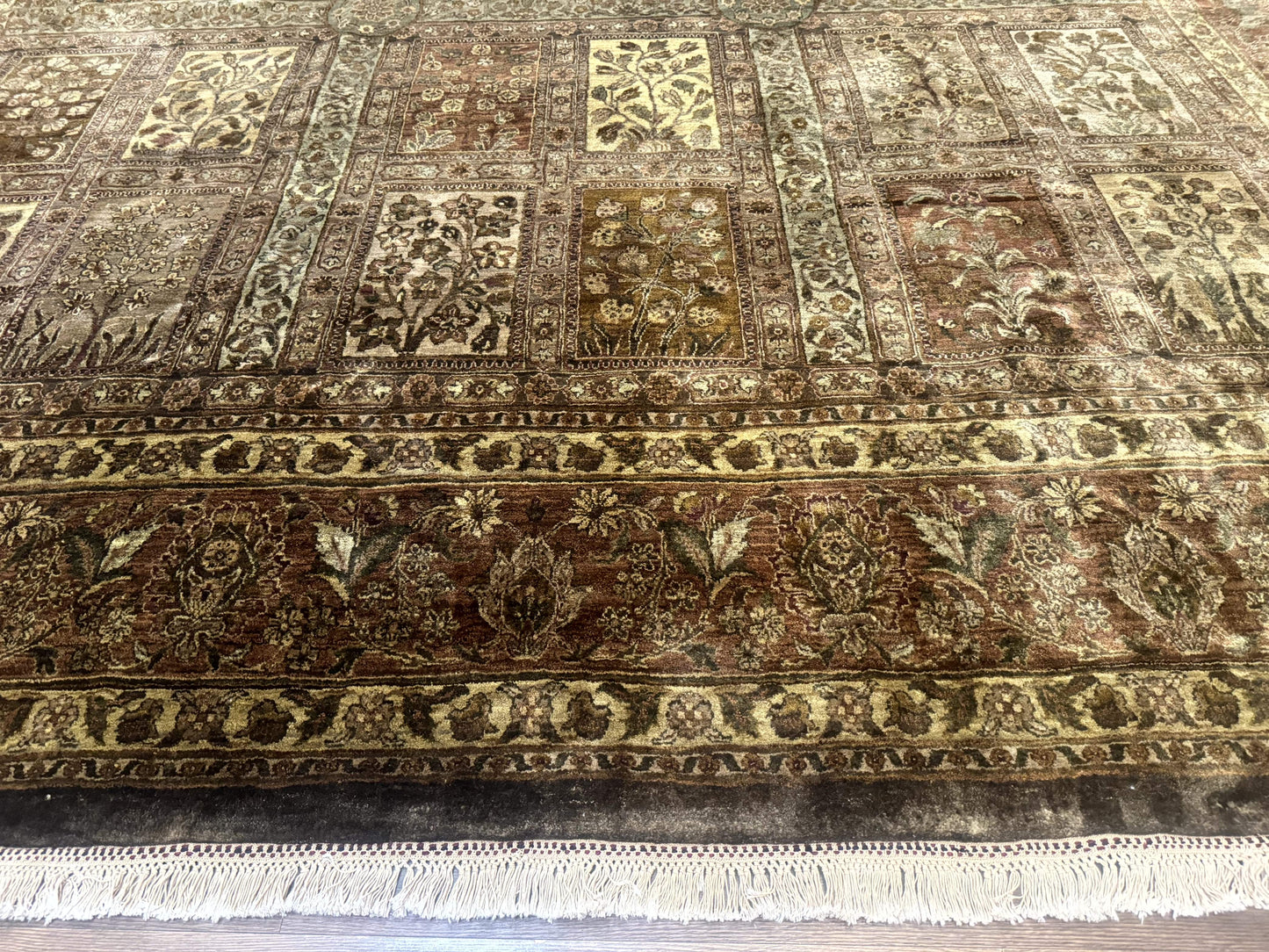 Large Indian Wool Rug 12x14, Wool Handmade Panel Design Carpet, Traditional, Palace Size - Nuvé