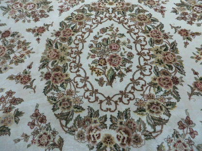 8' X 10' Handmade Chinese Floral Oriental Wool Silk Accent Rug Ivory Organic - Nuvé