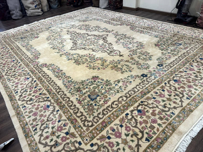 Indo Persian Rug 12x15, Palace Sized Carpet, Oversized Wool Handmade Rug, Kerman Rug, Semi Open Field, Pande Cameron Rug, Beige - Nuvé