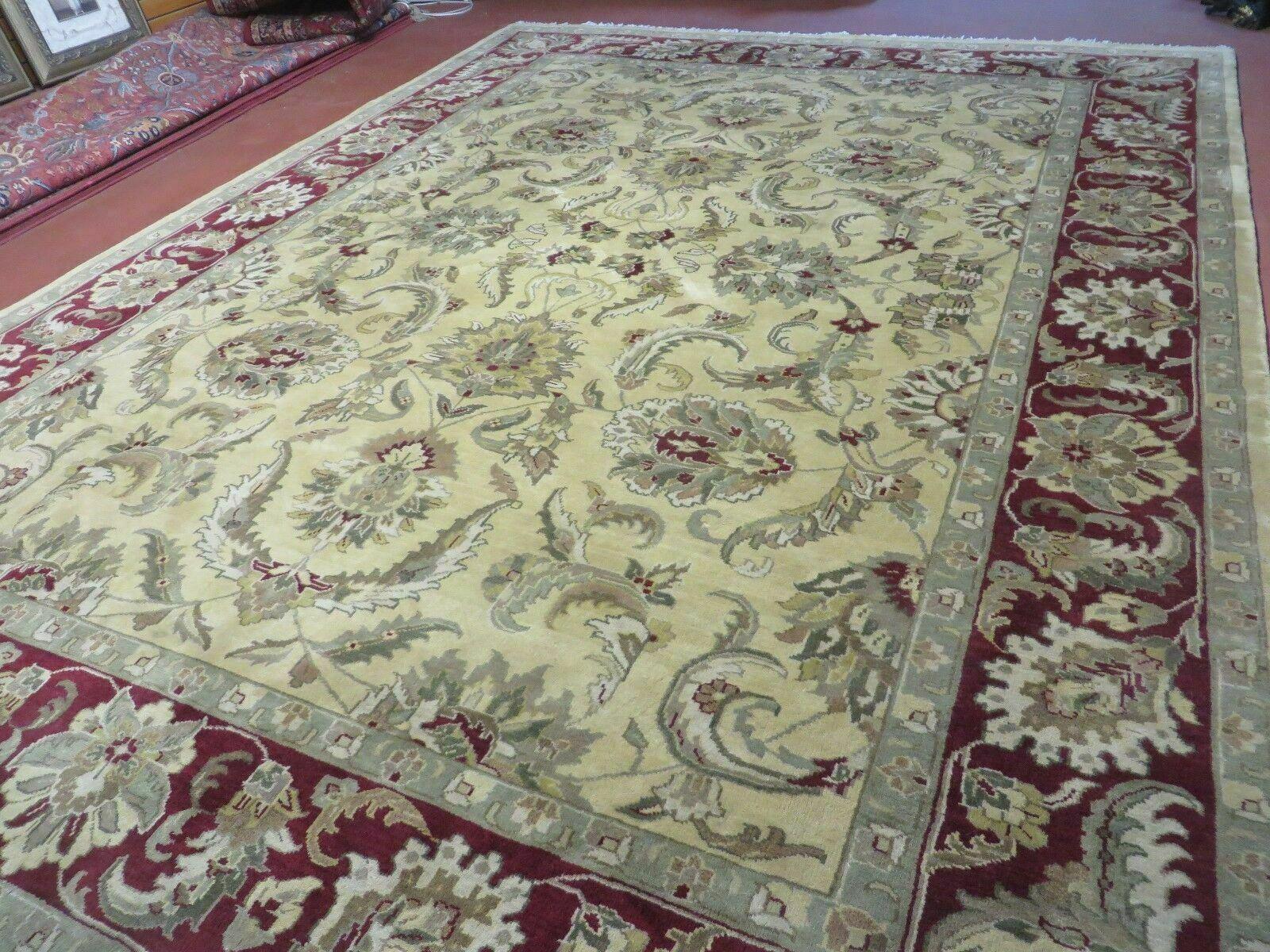 9' X 12' Vintage Handmade India Oriental Jaipur Quality Tea Wash Hand Knotted - Nuvé