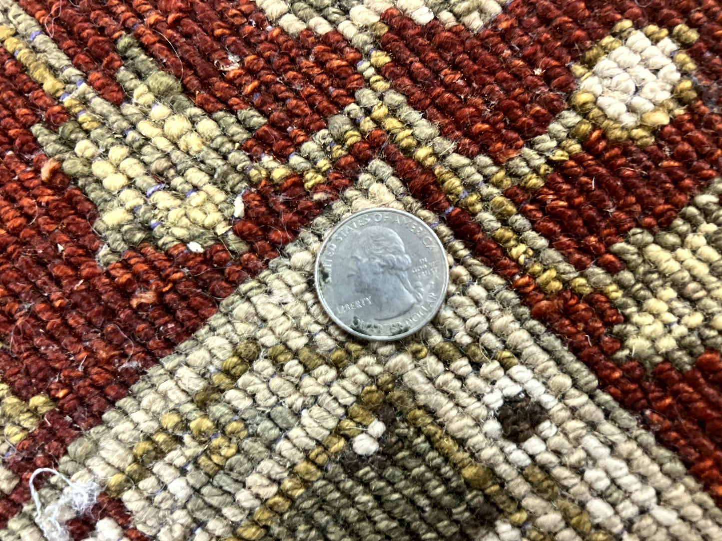 Indo Oushak Rug 4x6, Green and Maroon, Vintage Wool Floral Rug, Indian Agra Rug - Nuvé