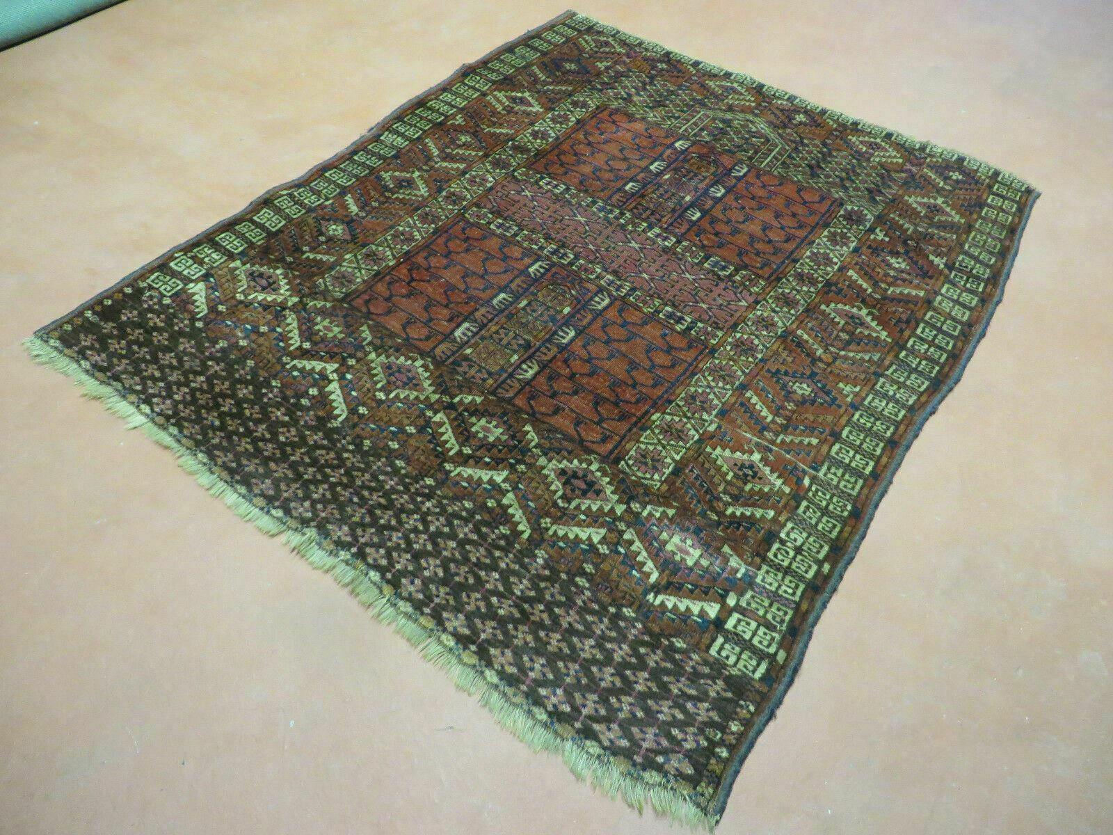 Antique Turkoman Ensi Wool Rug 4x5 - Nuvé