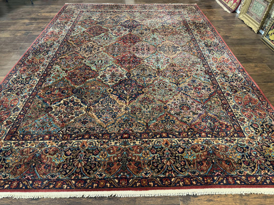 Karastan Rug Multicolor Panel Kirman #717, 8.8 x 12 Karastan Carpet, Vintage Multipanel Kirman, Original 700 Series, Wool, Vintage - Nuvé