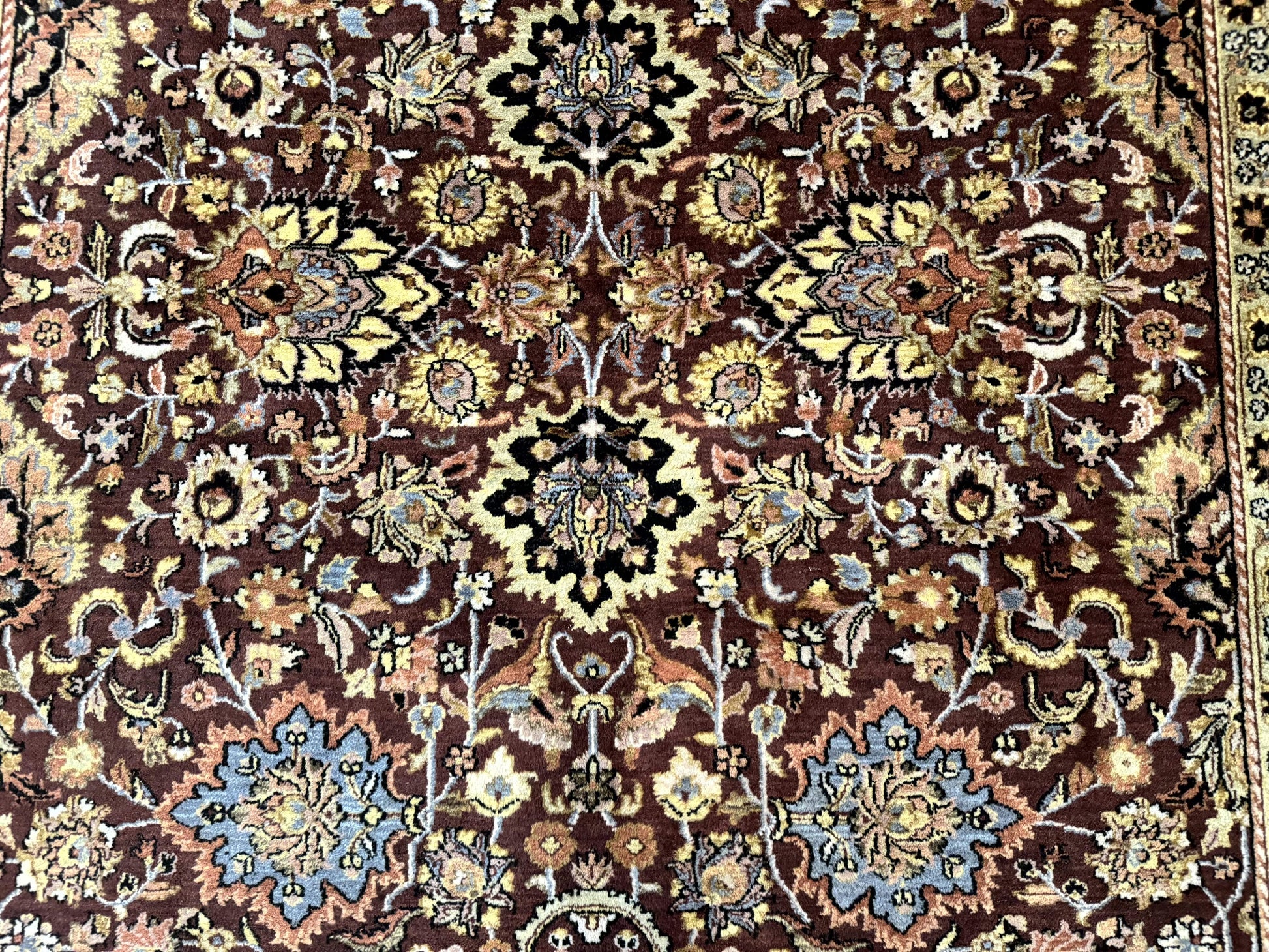 Indo Persian Rug 8x11, Eggplant & Tan, Allover Pattern, Wool Couristan Handmade Rug - Nuvé