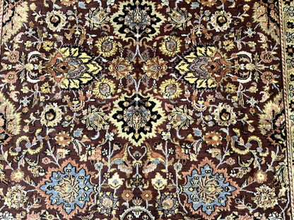 Indo Persian Rug 8x11, Eggplant & Tan, Allover Pattern, Wool Couristan Handmade Rug - Nuvé