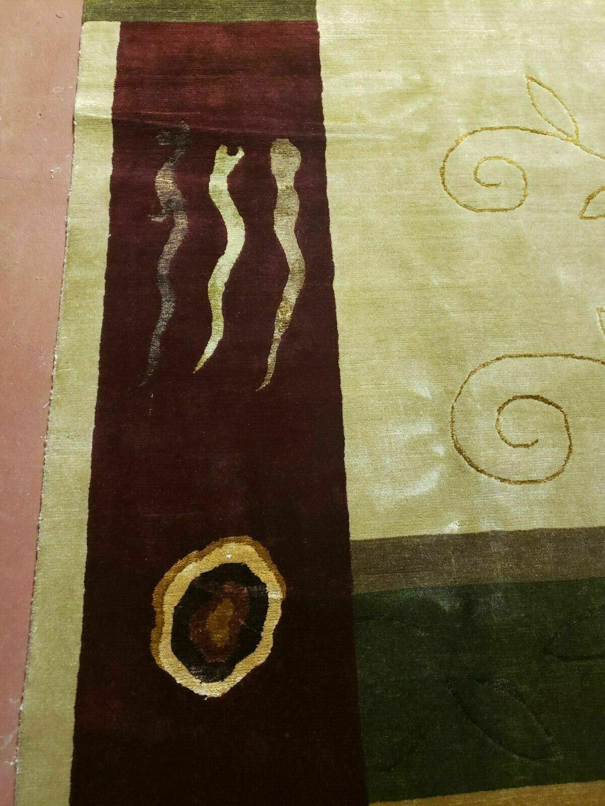 6' X 9' Modern Handmade Tibetan Nepal Wool & Silk Rug Decorative Abstract Gold - Nuvé