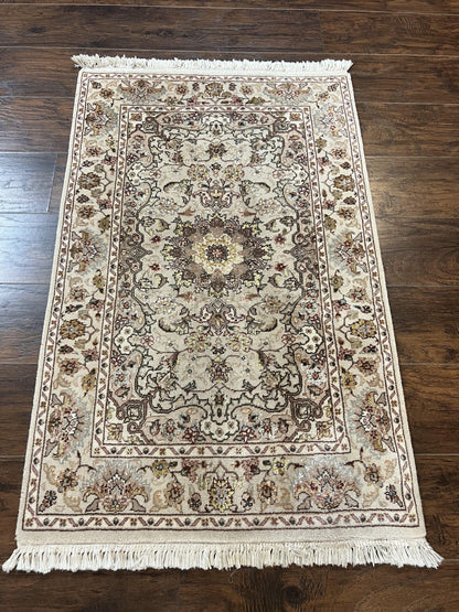 Sino Persian Rug 2.5 x 4, Hand Knotted Oriental Carpet, Small Persian Rug, Floral Medallion, Wool, Vintage - Nuvé