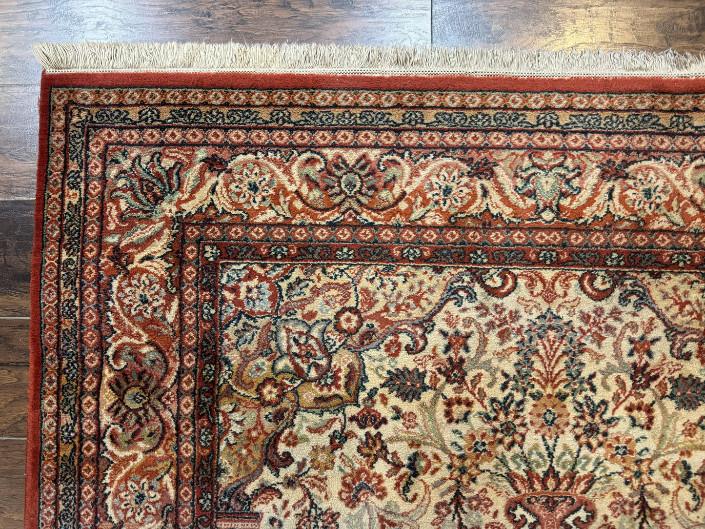 Antique Persian Rug 5x7, Allover Floral with Vases, Beige and Red, Belgian Power Loomed Rug, Vintage - Nuvé