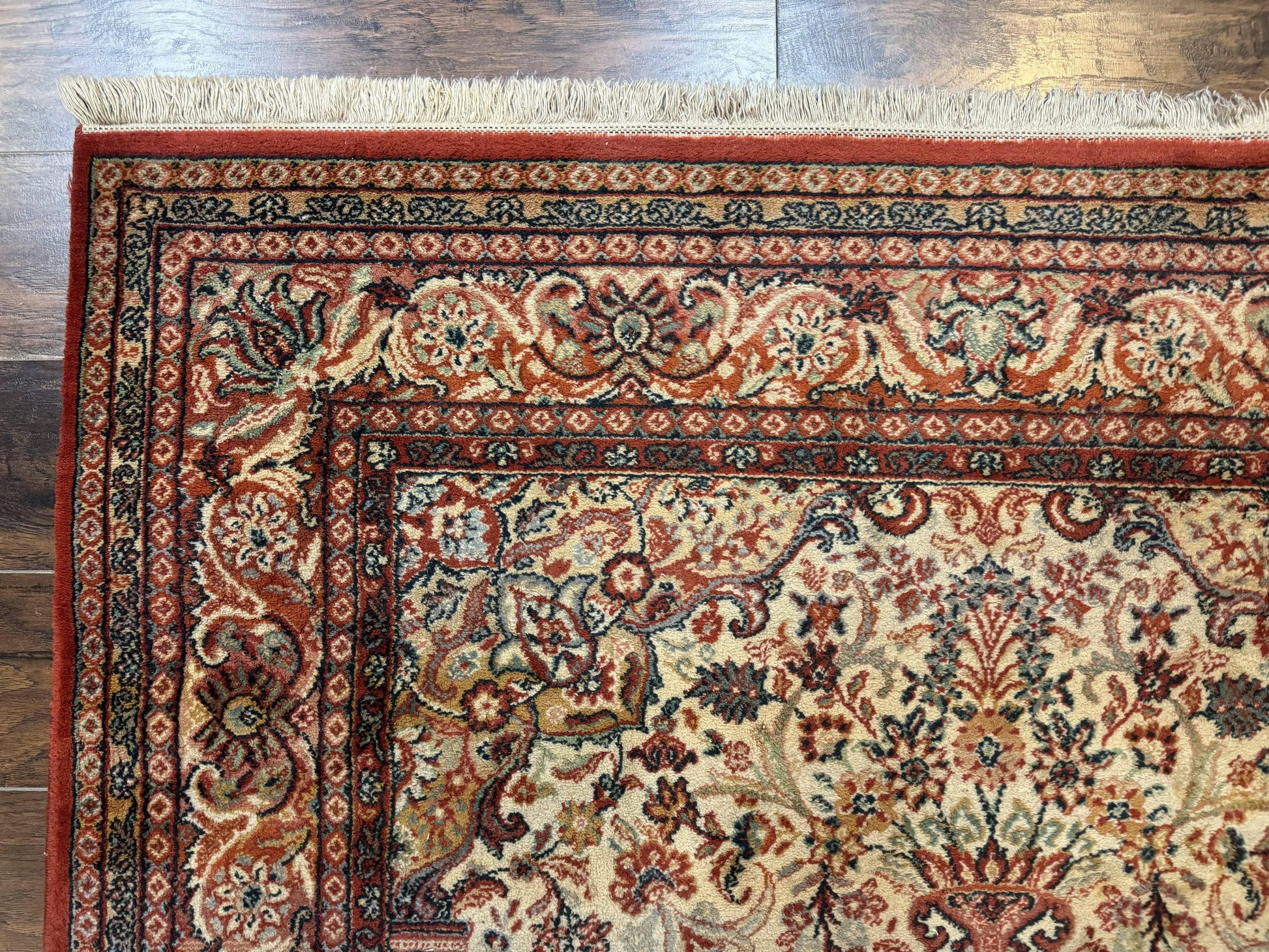 Antique Persian Rug 5x7, Allover Floral with Vases, Beige and Red, Belgian Power Loomed Rug, Vintage - Nuvé