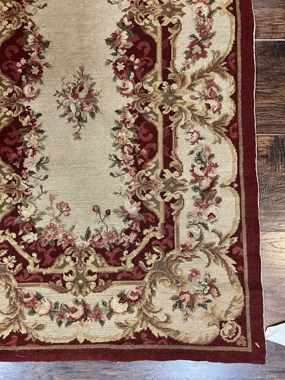 Needlepoint Runner Rug 2.5 x 10.7, Tan Runner Rug, Flatweave Runner, Aubusson European Design, Needlepoint Rug, Long Runner, Hallway Rug - Nuvé