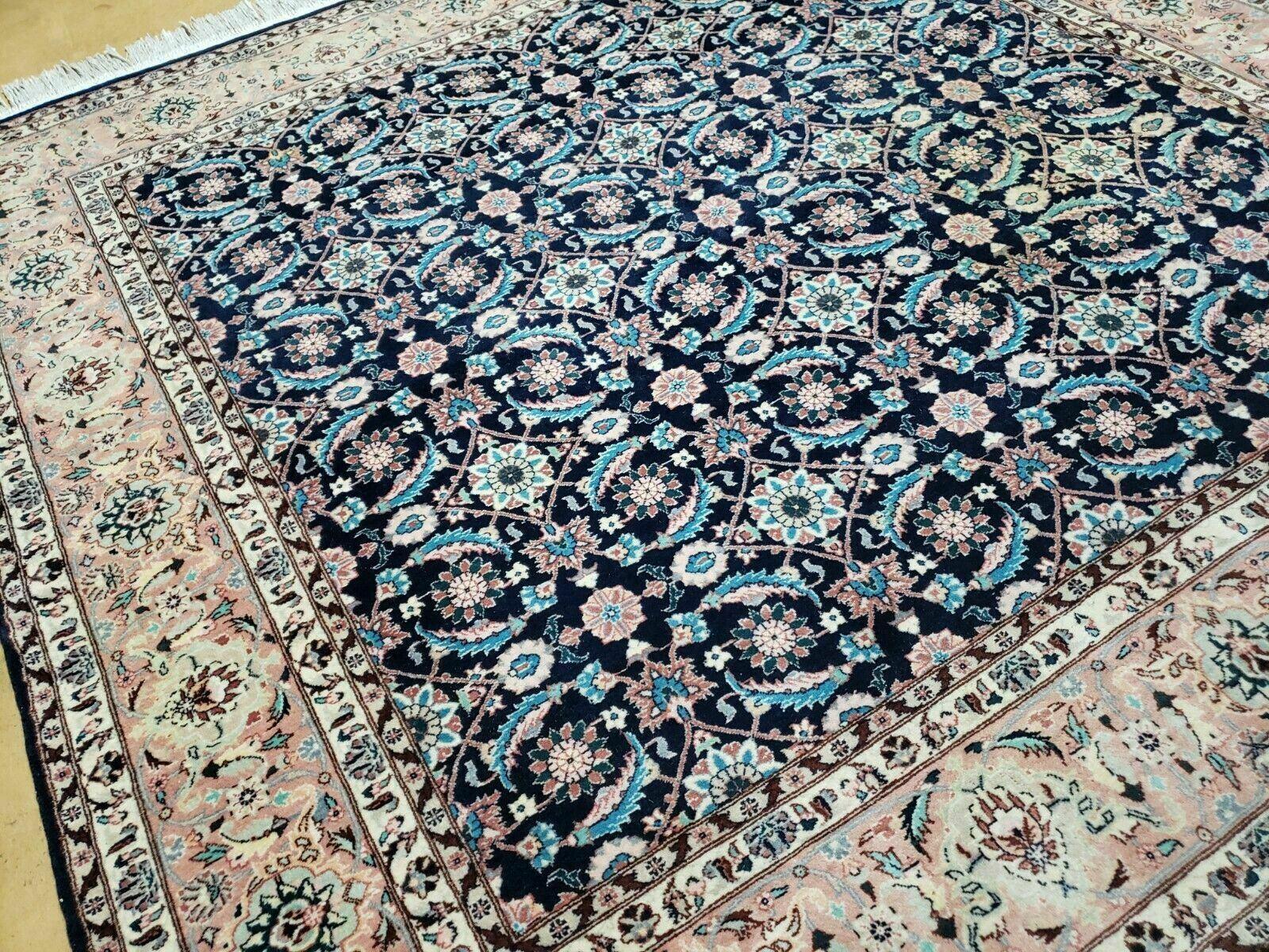 6' X 6' Gorgeous Handmade India Floral Oriental Wool Rug Square Blue Carpet Wow - Nuvé