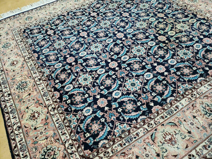 6' X 6' Gorgeous Handmade India Floral Oriental Wool Rug Square Blue Carpet Wow - Nuvé