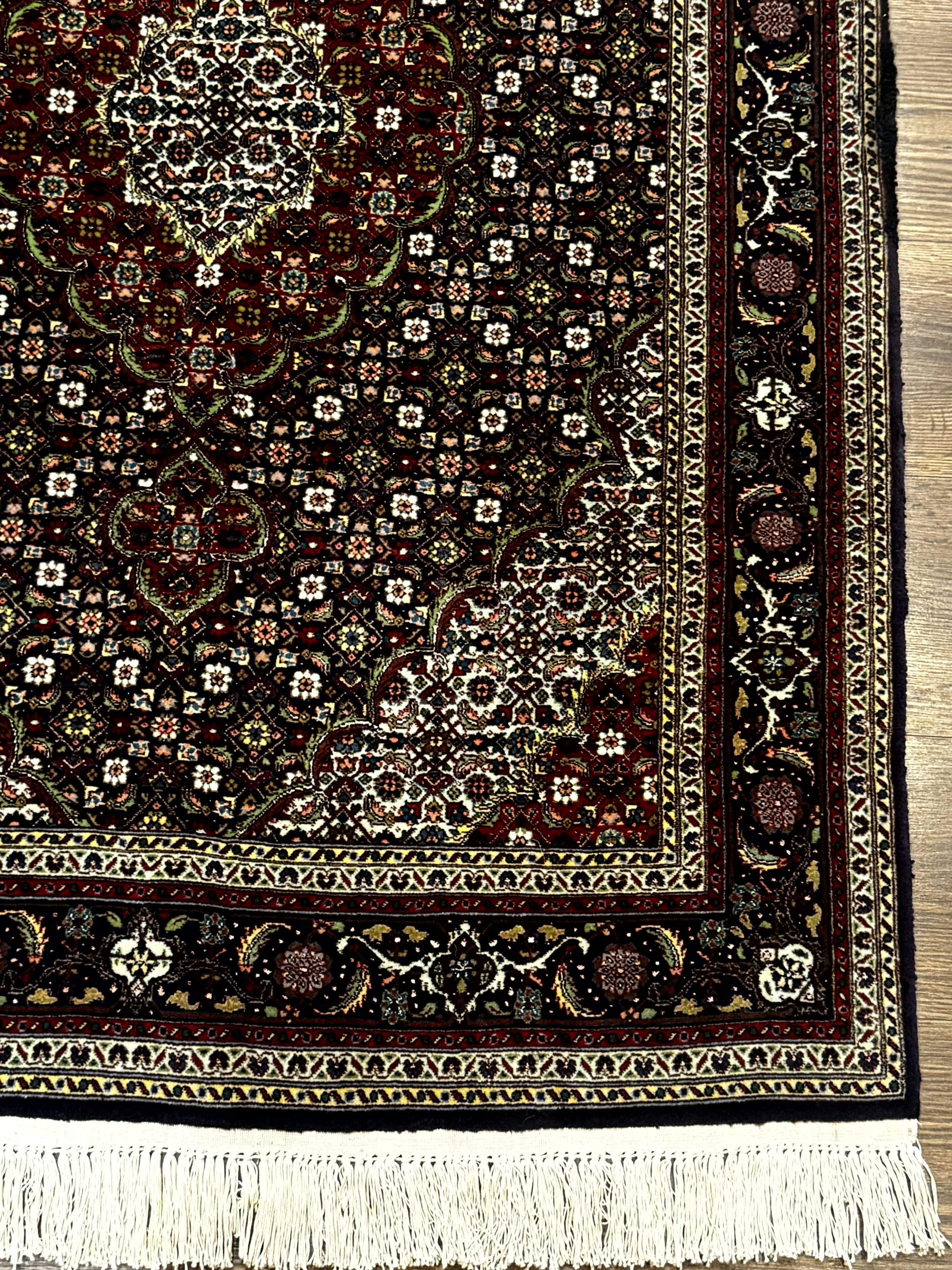 Persian Tabriz Rug 3x5, Wool on Silk Foundation, Very Fine 550 KPSI, Dark Navy Blue - Nuvé