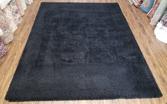 Black Shag Rug 8x10, Savafieh Milan Fluffy Black Carpet, Room Sized Shag Rug, Modern Contemporary Rug, Soft Living Room Rug, Bedroom Rug - Nuvé