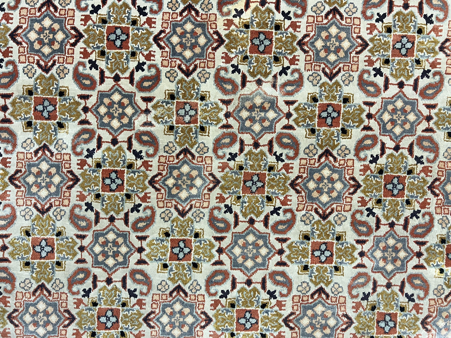 Turkish Kayseri Silk Rug 4x6, Hand Knotted Handmade Vintage Allover Pattern, Fine Silk Oriental Carpet 4 x 6 ft, Traditional Rug, Cream - Nuvé