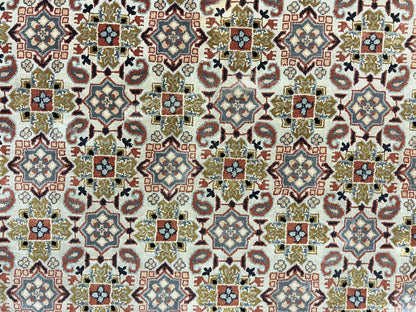 Turkish Kayseri Silk Rug 4x6, Hand Knotted Handmade Vintage Allover Pattern, Fine Silk Oriental Carpet 4 x 6 ft, Traditional Rug, Cream - Nuvé