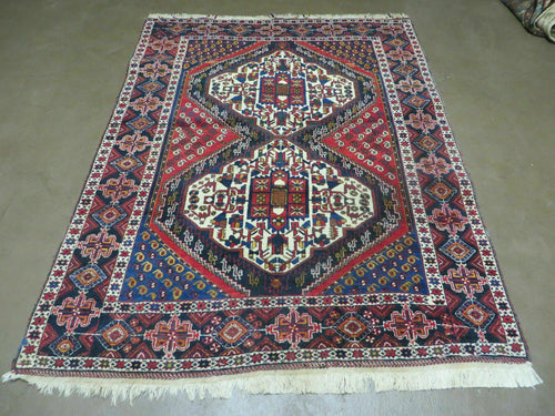4' X 5.5' Vintage Handmade Turkish Tribal Wool Rug Medallion Nice - Nuvé