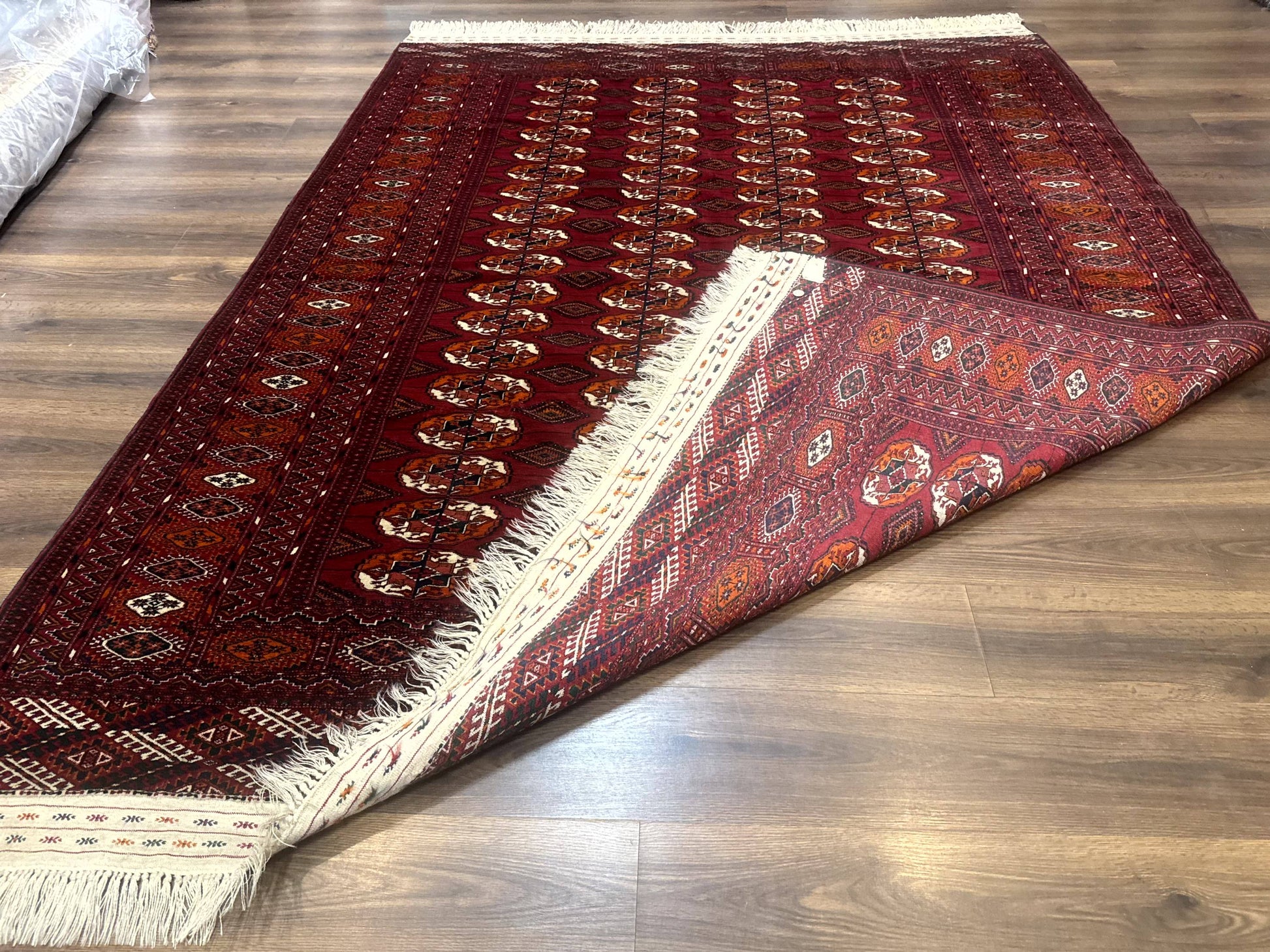 Persian Turkoman Rug 7x9, Red Tribal Carpet - Nuvé