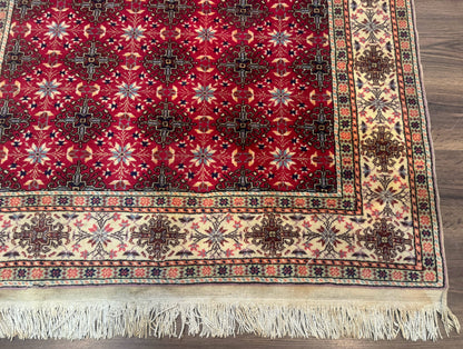 Turkish Sivas Rug 4x6, Red and Cream, Allover Design, Handmade Vintage - Nuvé