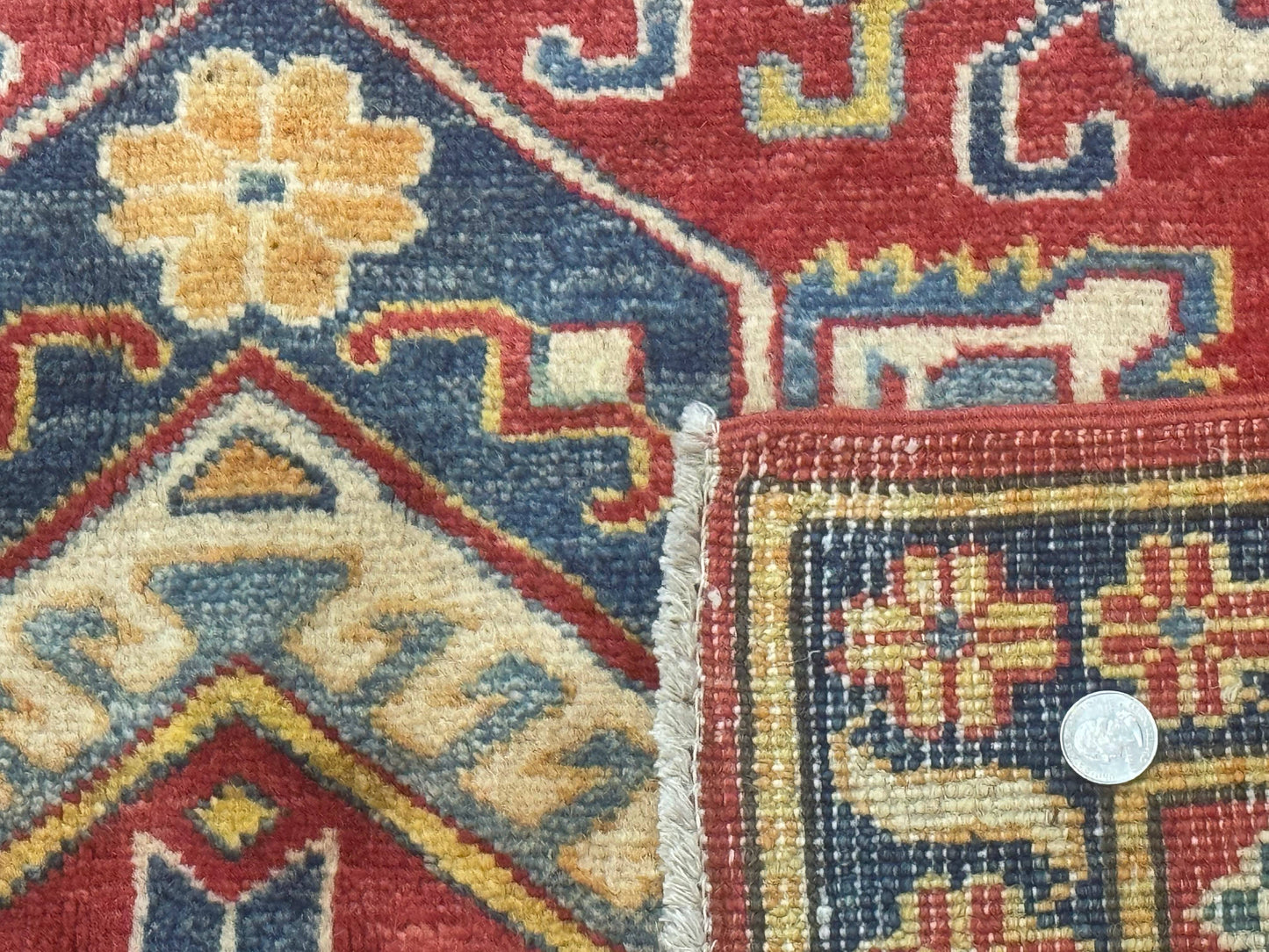 Turkish Kazak Rug 7.6 x 9.5, Geometric Medallions, Caucasian Pattern - Nuvé
