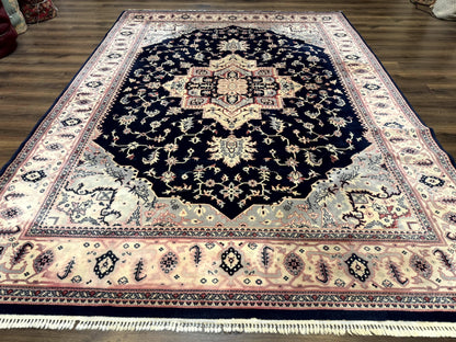 Karastan Rug 8x11 Navy Serapi, Kara Shah Rug, Navy Blue, Vintage Karastan Area Rug Wool Pile Karastan Rug - Nuvé