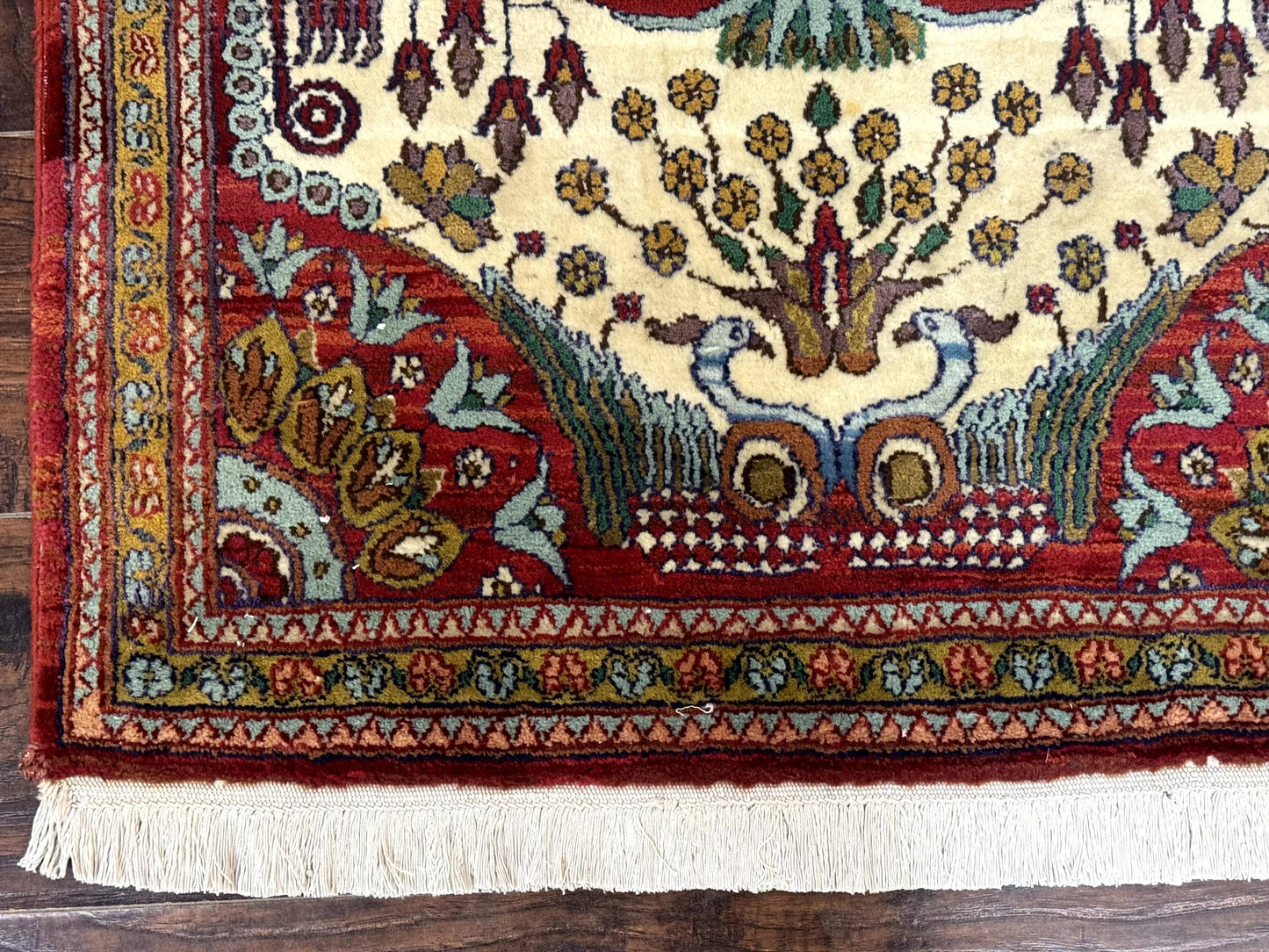 Persian Bijar Rug 2.6 x 4, Antique Carpet, Brick Red and Ivory - Nuvé