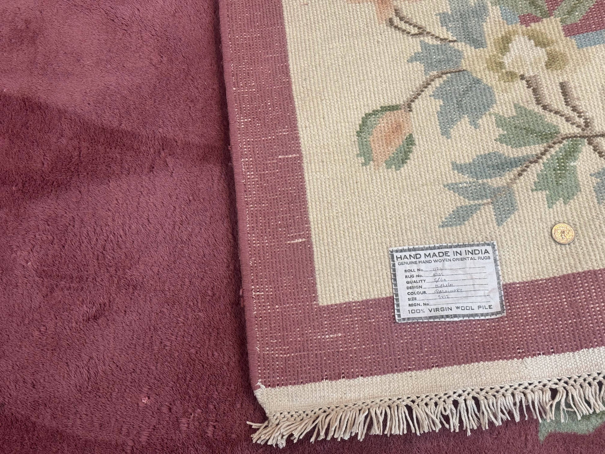 Indo Chinese Art Deco Rug 9x12, Pink and Ivory, Open Filed, Floral, Wool - Nuvé