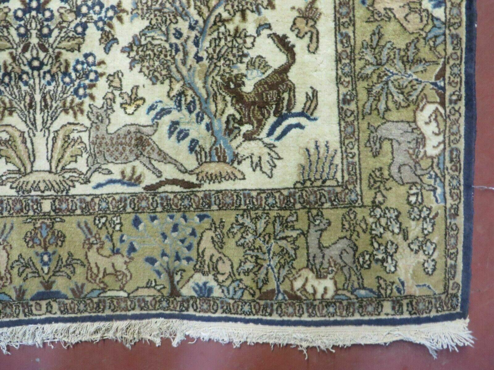4' X 6 Handmade India Oriental Fine Pictorial Tree Of Life Wool Silk Rug Wow - Nuvé